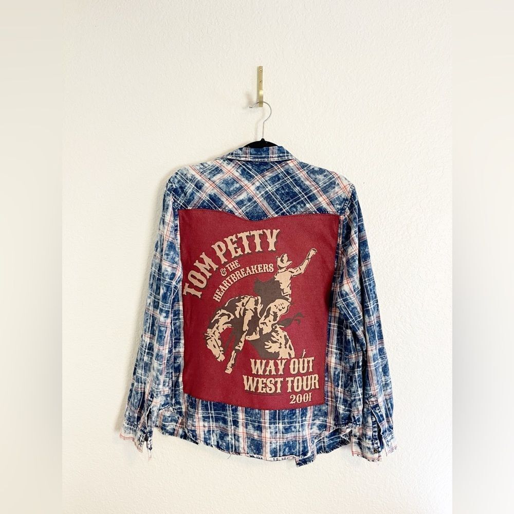 Up cycled flannel long sleeve shirts with your favorite bands! One of a kind! - Picture 5 of 11